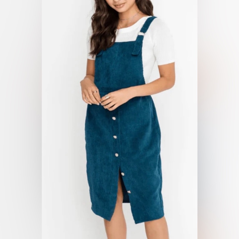 Lush Corduroy Teal dress